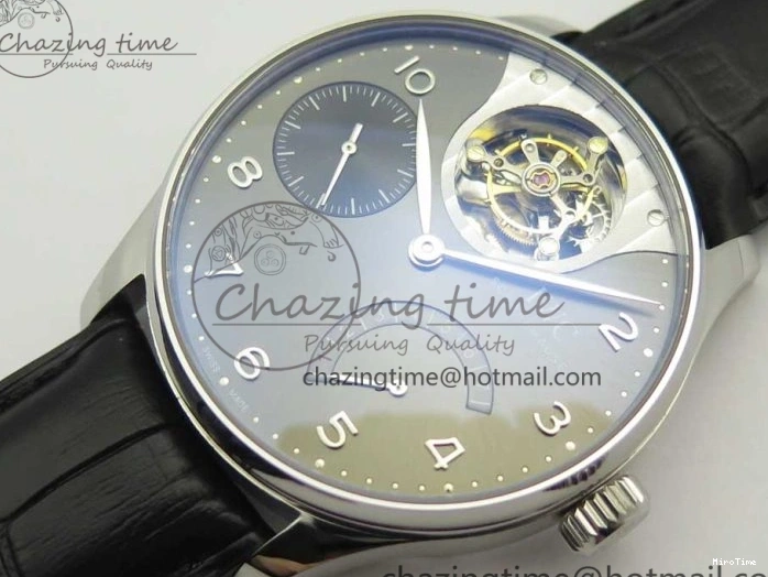 MIROTIME 0809 Portuguese Tourbillon IW5046 SS ZF Best Edition Gray Dial on Black Leather Strap SunProtective 7147